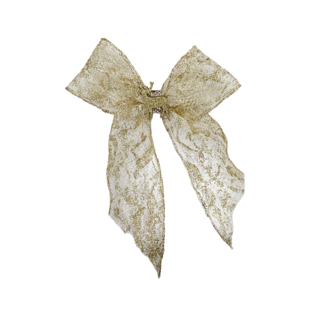 Gold Reindeer Ribbon Bow