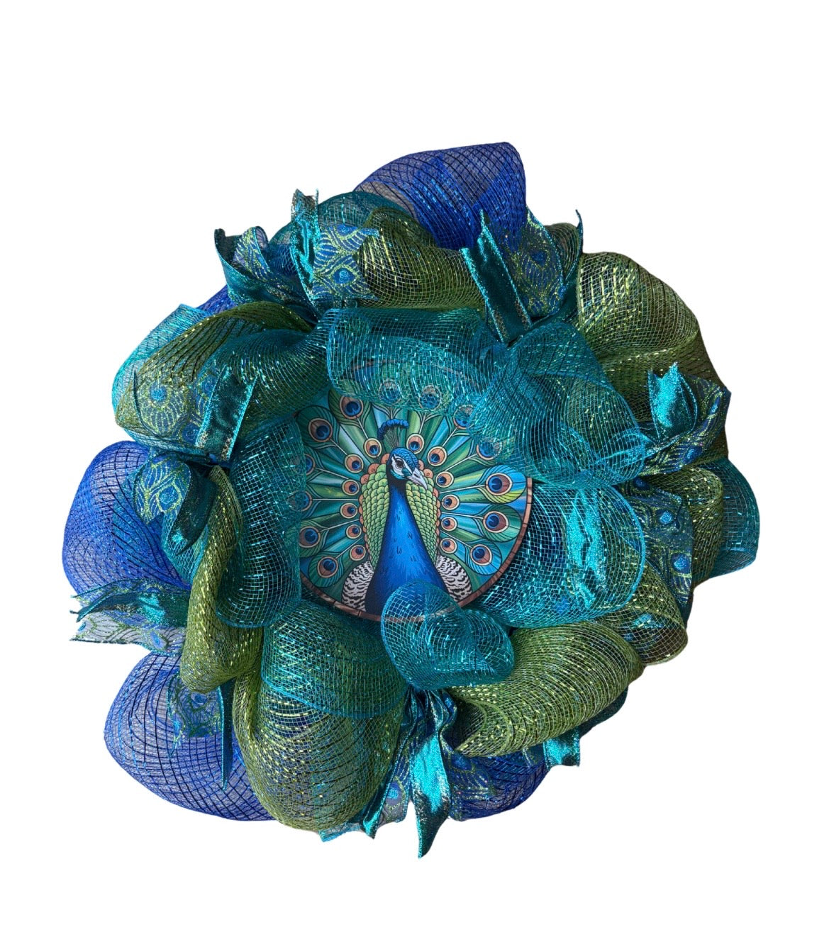 Peacock Poly Mesh Wreaths
