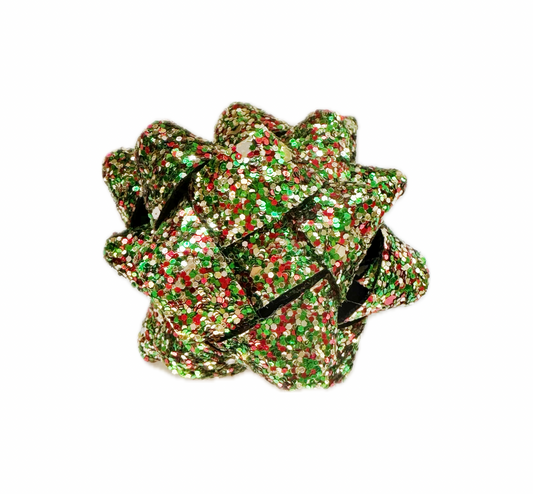 Christmas Present Faux Leather Chunky Glitter Bow|Headband