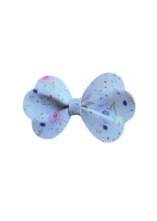 Floral Faux Leather Pinch Bow|Headband