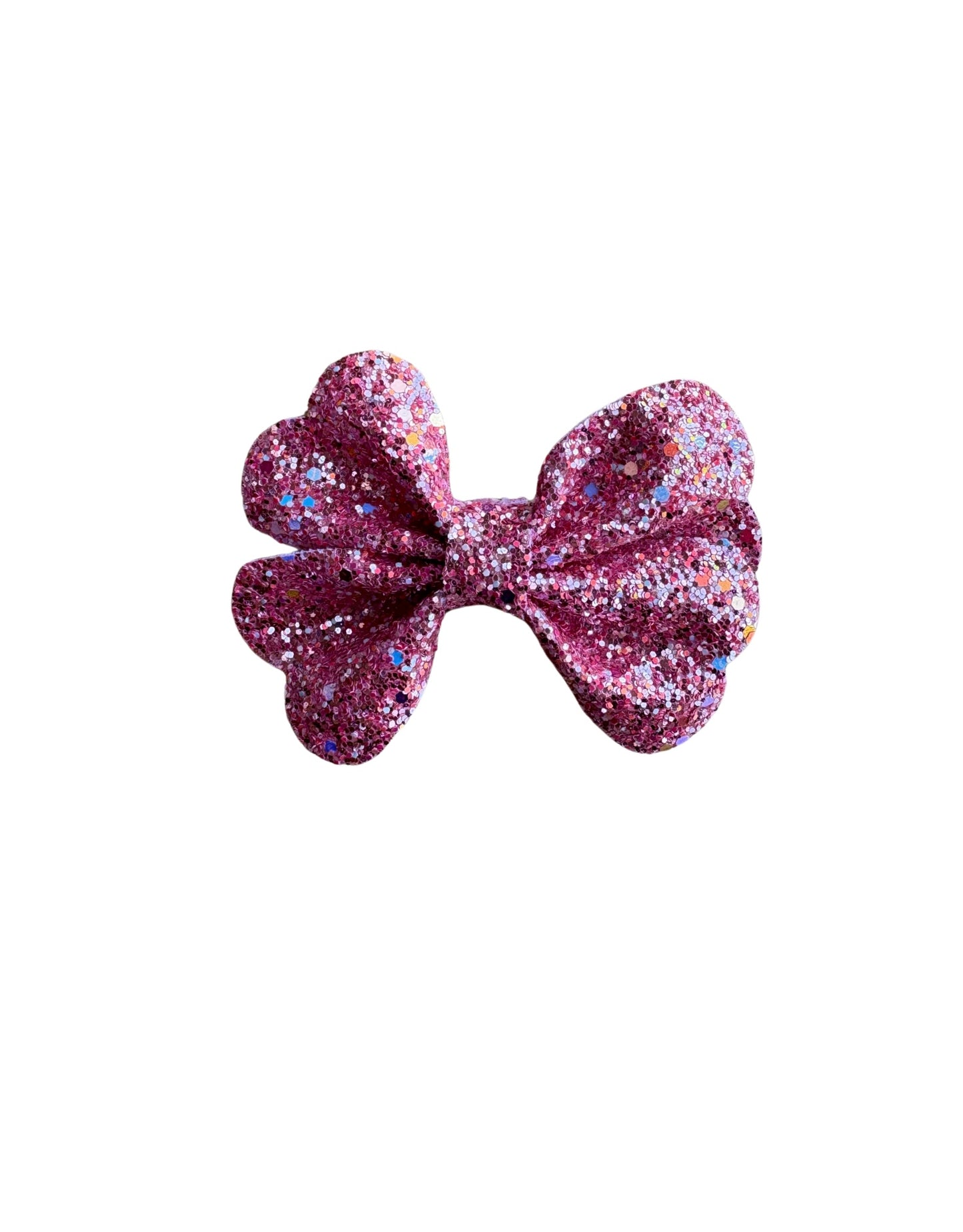 Pink Scalloped Faux Leather Pinch Bow|Headband