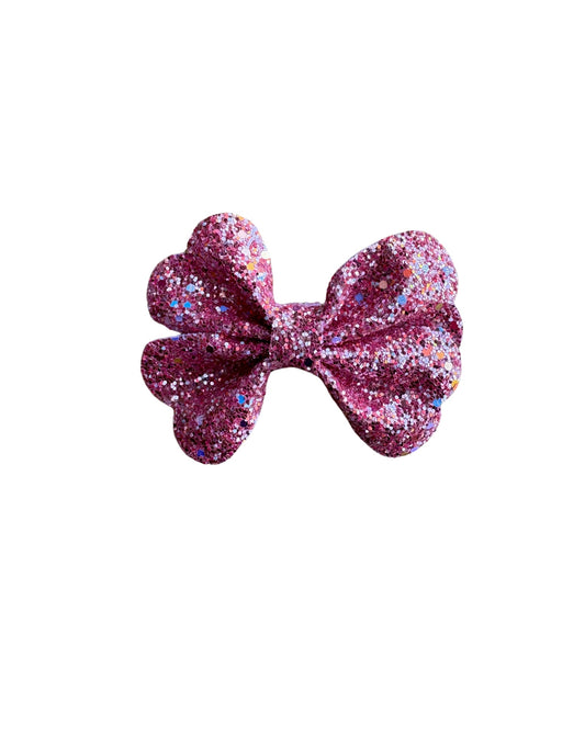 Pink Scalloped Faux Leather Pinch Bow|Headband