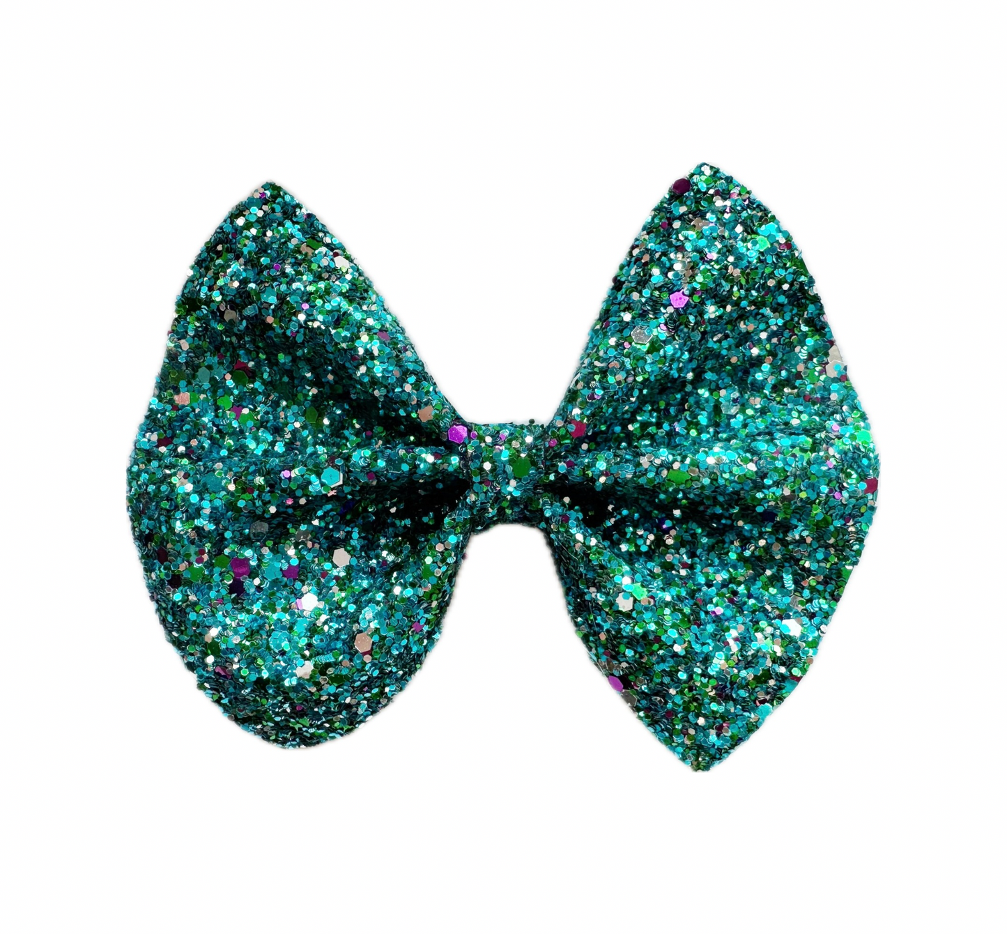 Teal Confetti Faux Leather Chunky Glitter Pinch Bow|Headband