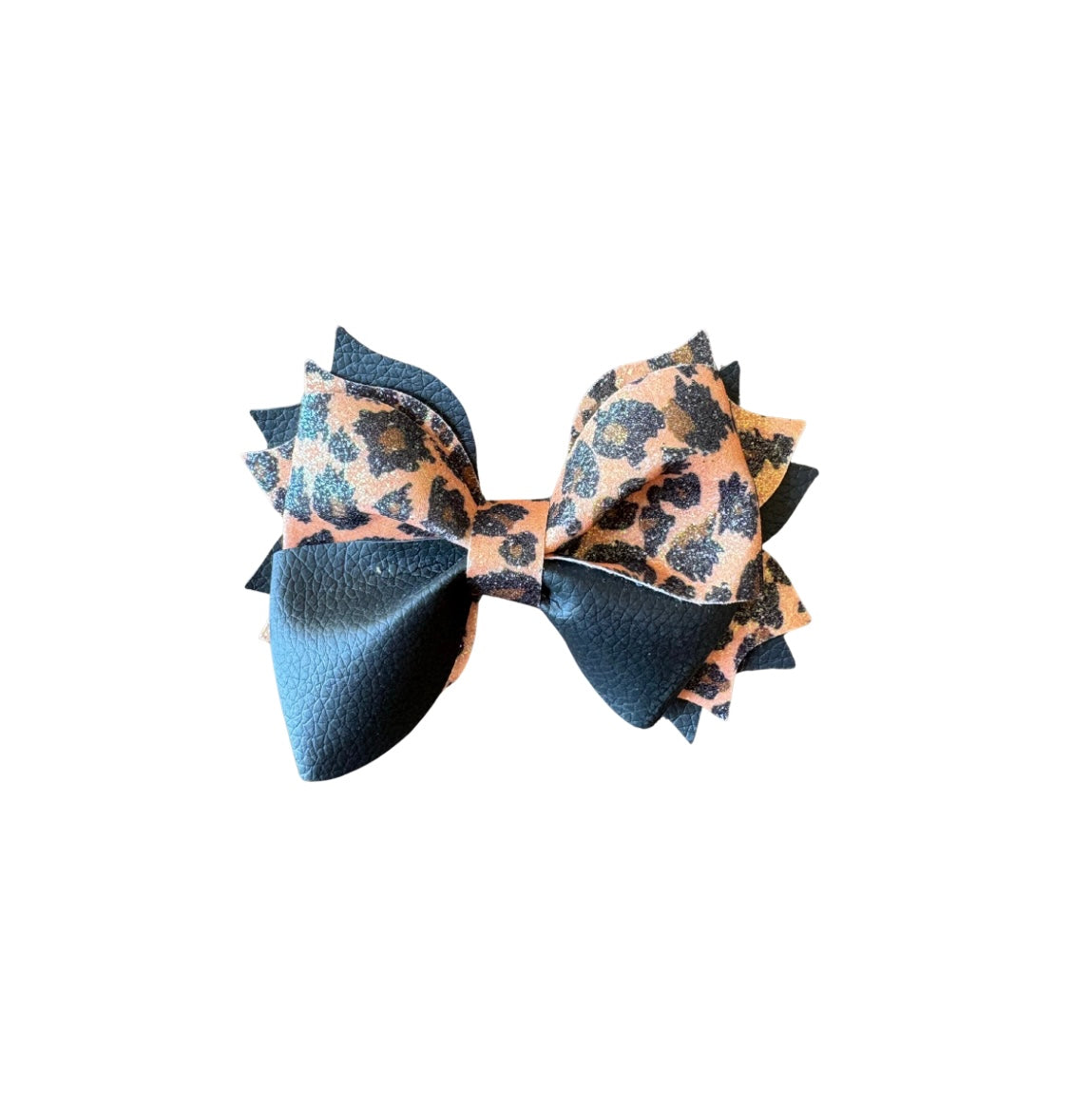Cheetah Faux Leather Twist Pinch Bow