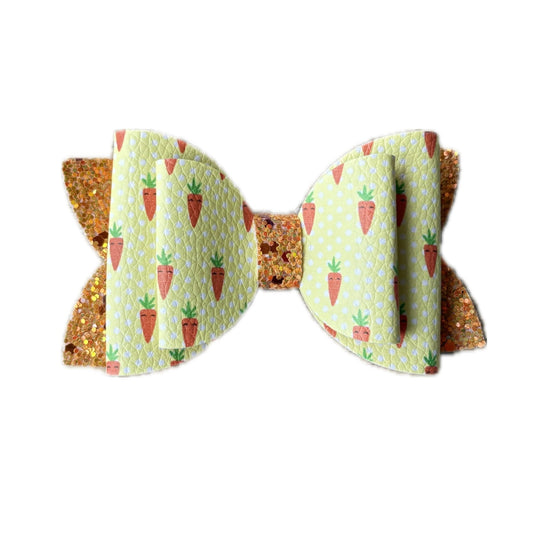 Carrot Faux Leather Double Stack Bow|Headband