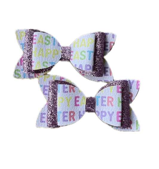Purple Happy Easter Faux Leather Piggy Set