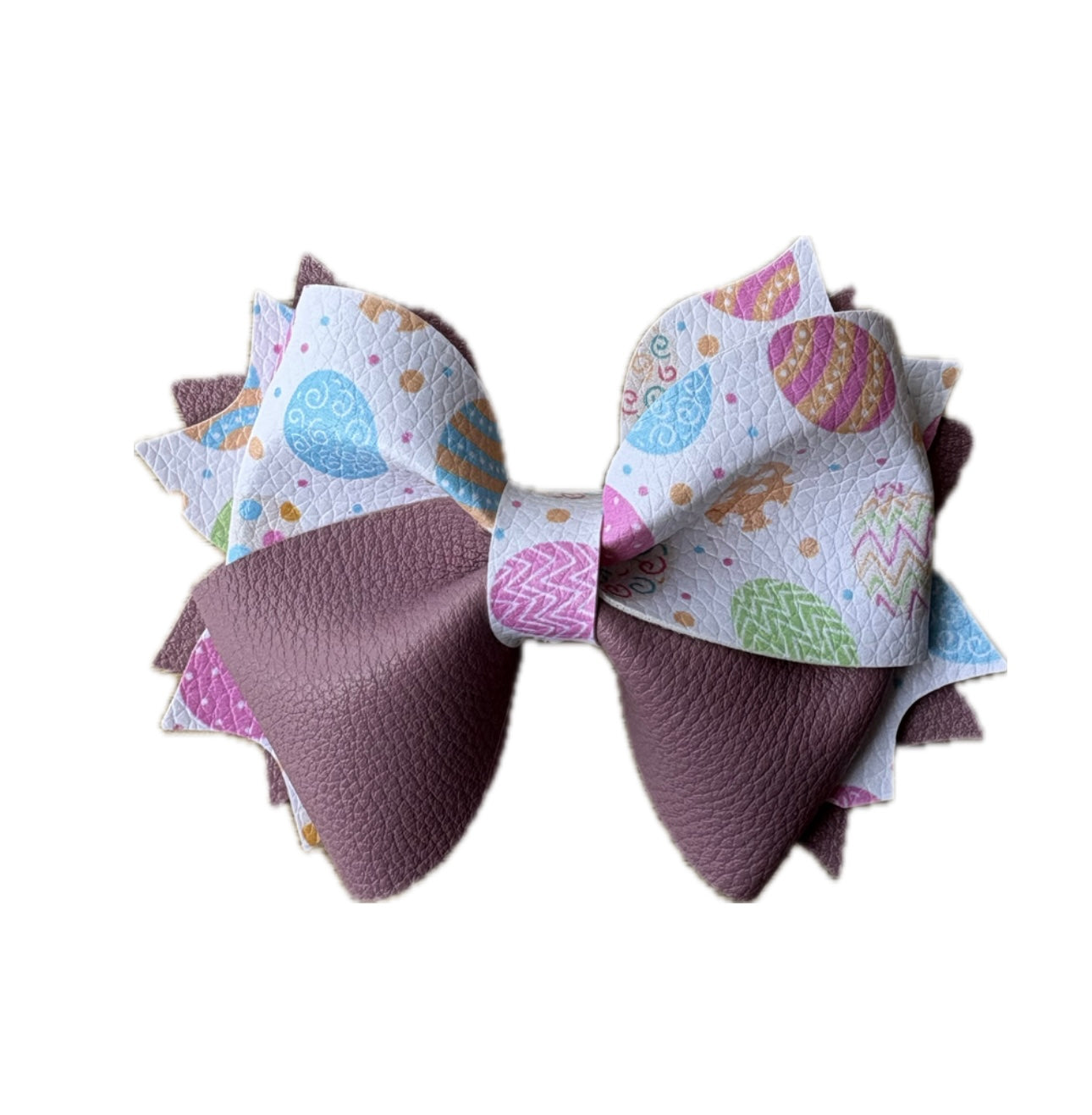 Lavender Egg Double Stack Faux Leather Bow|Headband