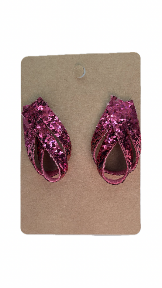 Fuchsia Twist Faux Leather Earring