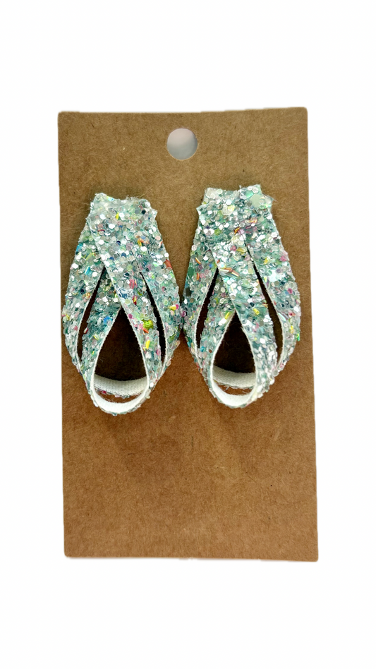 Silver Twist Faux Leather Earrings