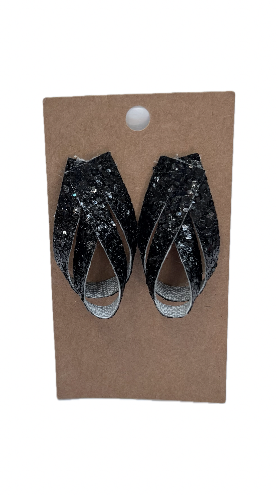 Black Twist Faux Leather Earrings