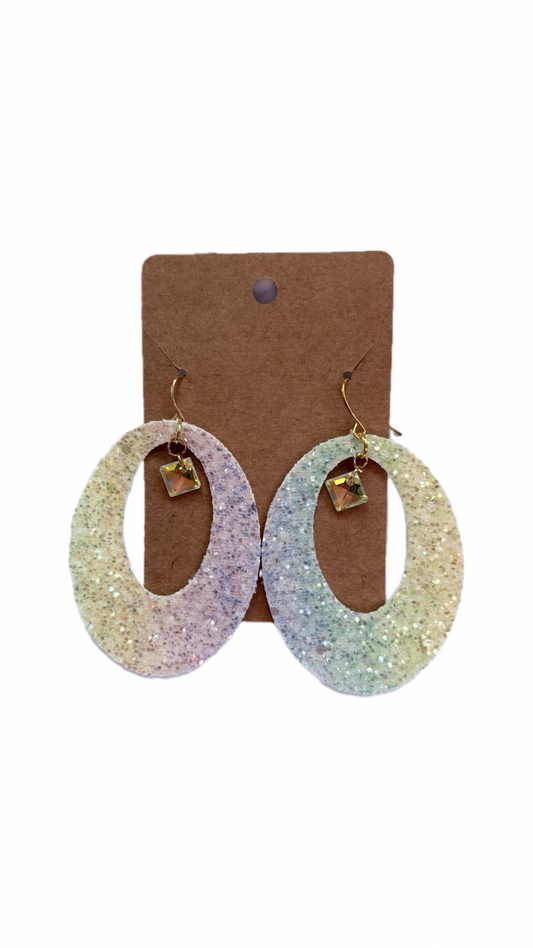 Rainbow Diamond Faux Leather Earrings