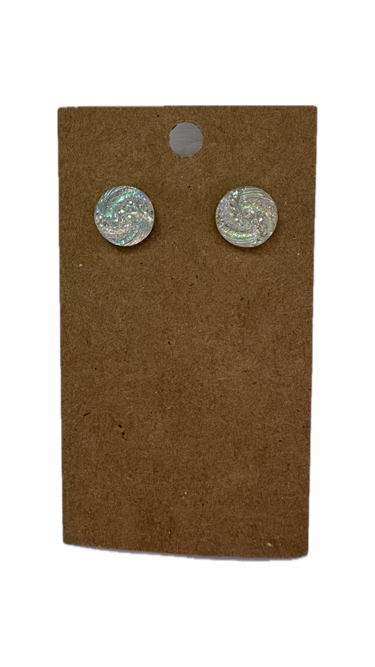 White Circle Stud Earrings