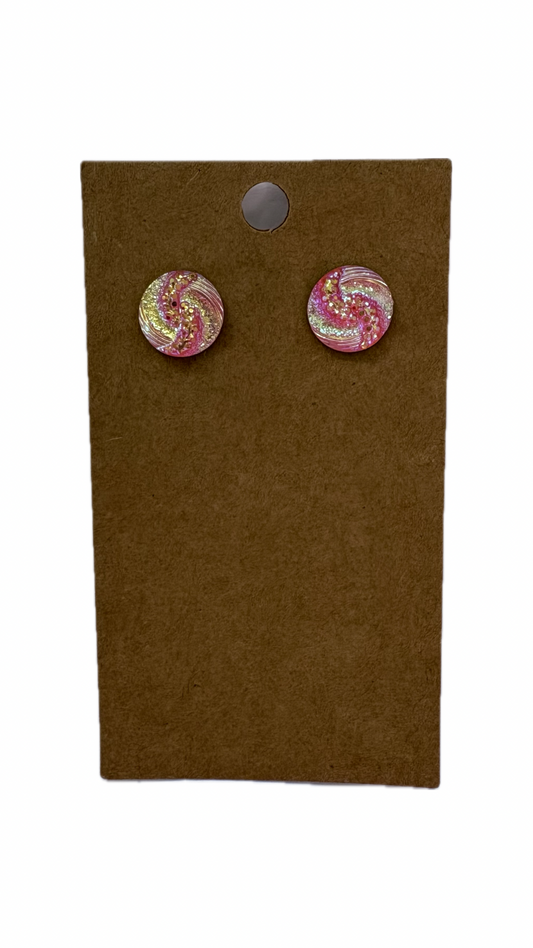 Pink Sunset Circle Stud Earrings