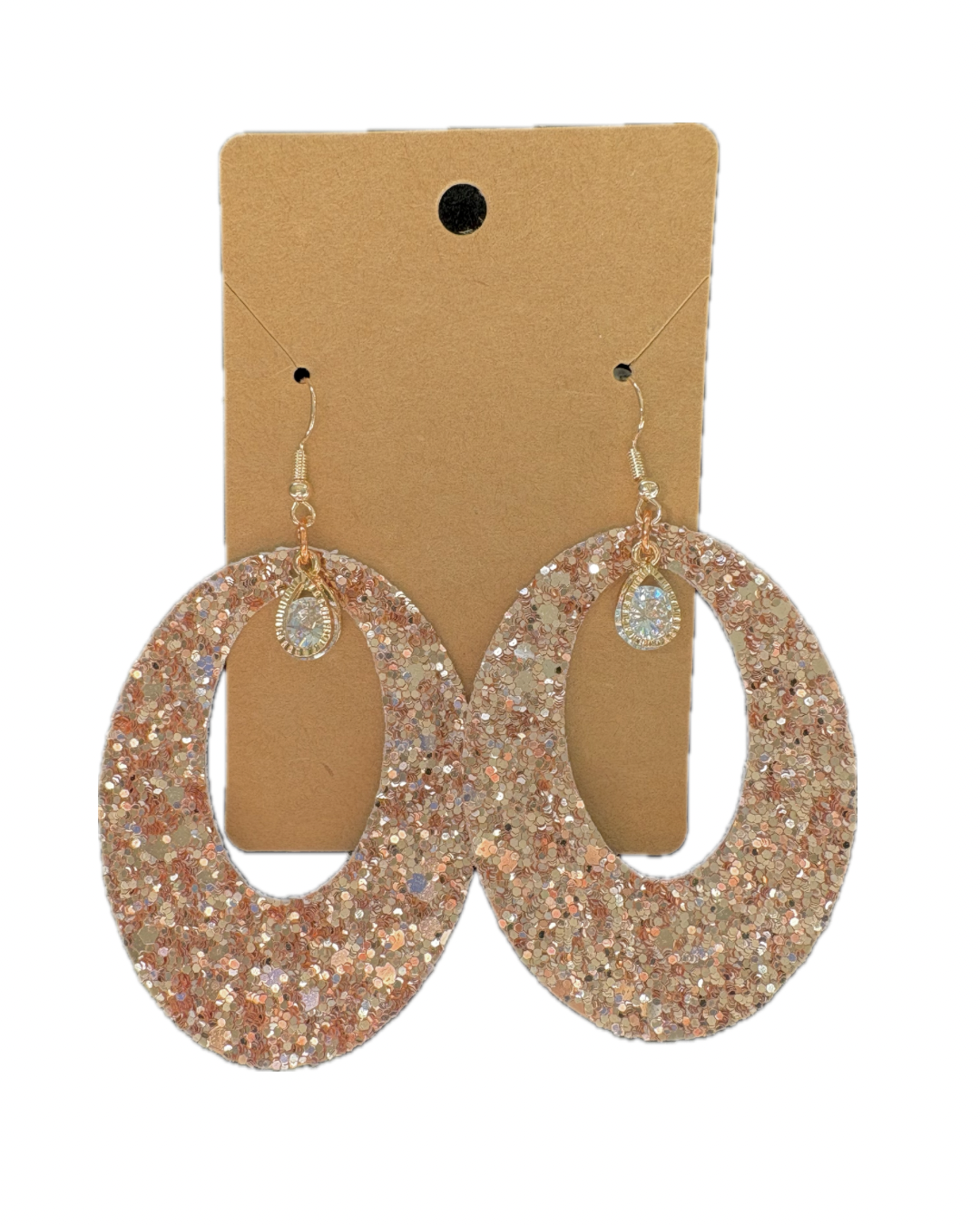 Round Gold Faux Leather Earrings