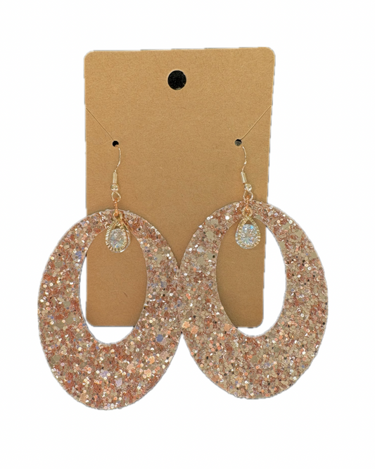 Round Gold Faux Leather Earrings
