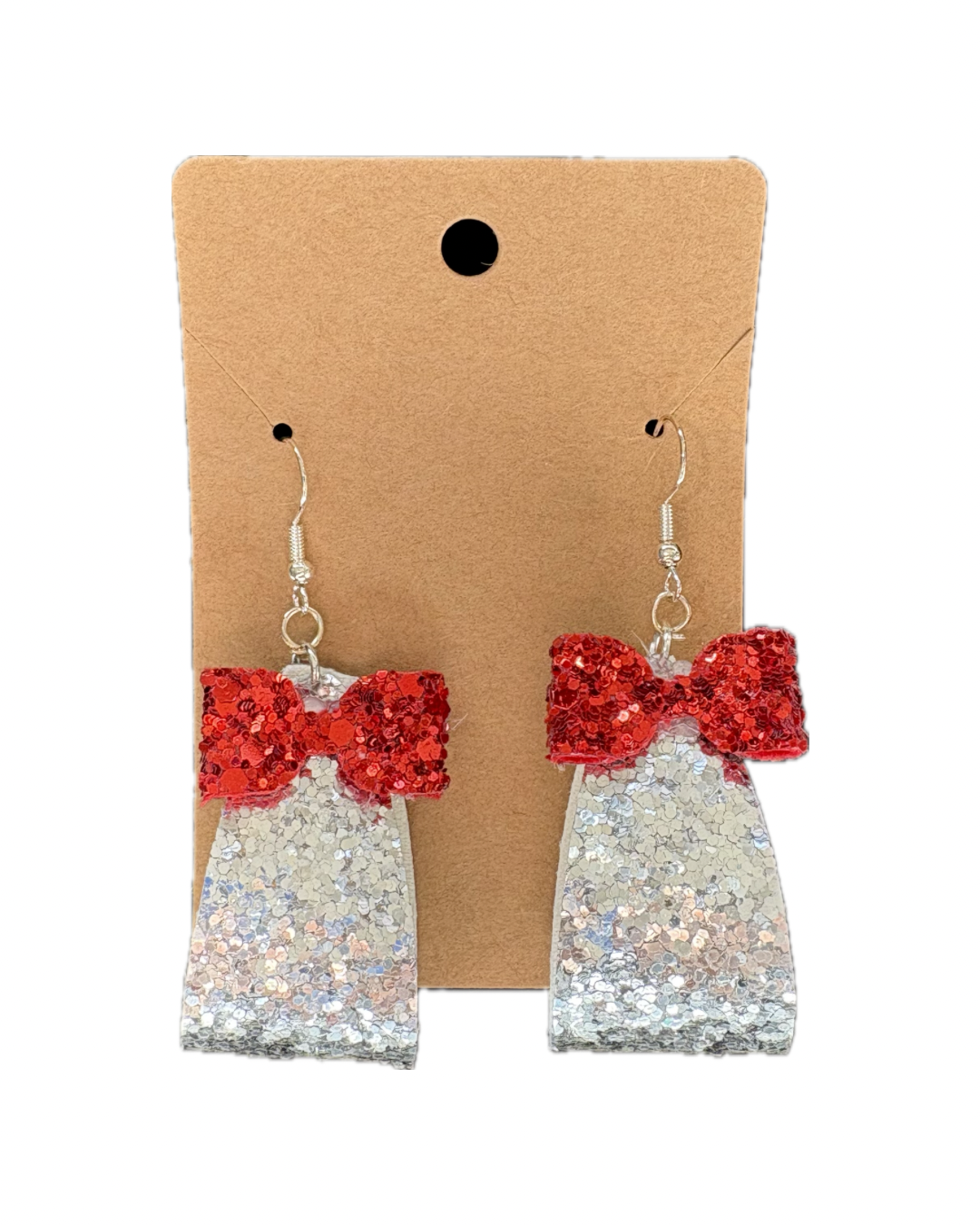 Mini Bow Looped Faux Leather Earrings