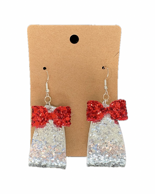 Mini Bow Looped Faux Leather Earrings