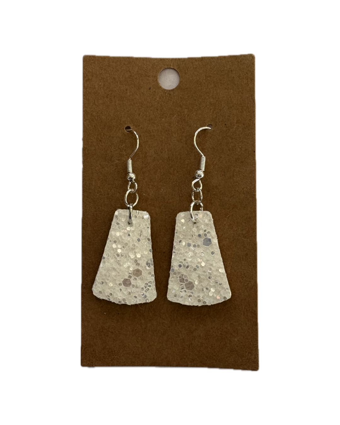White Bell Faux Leather Earring