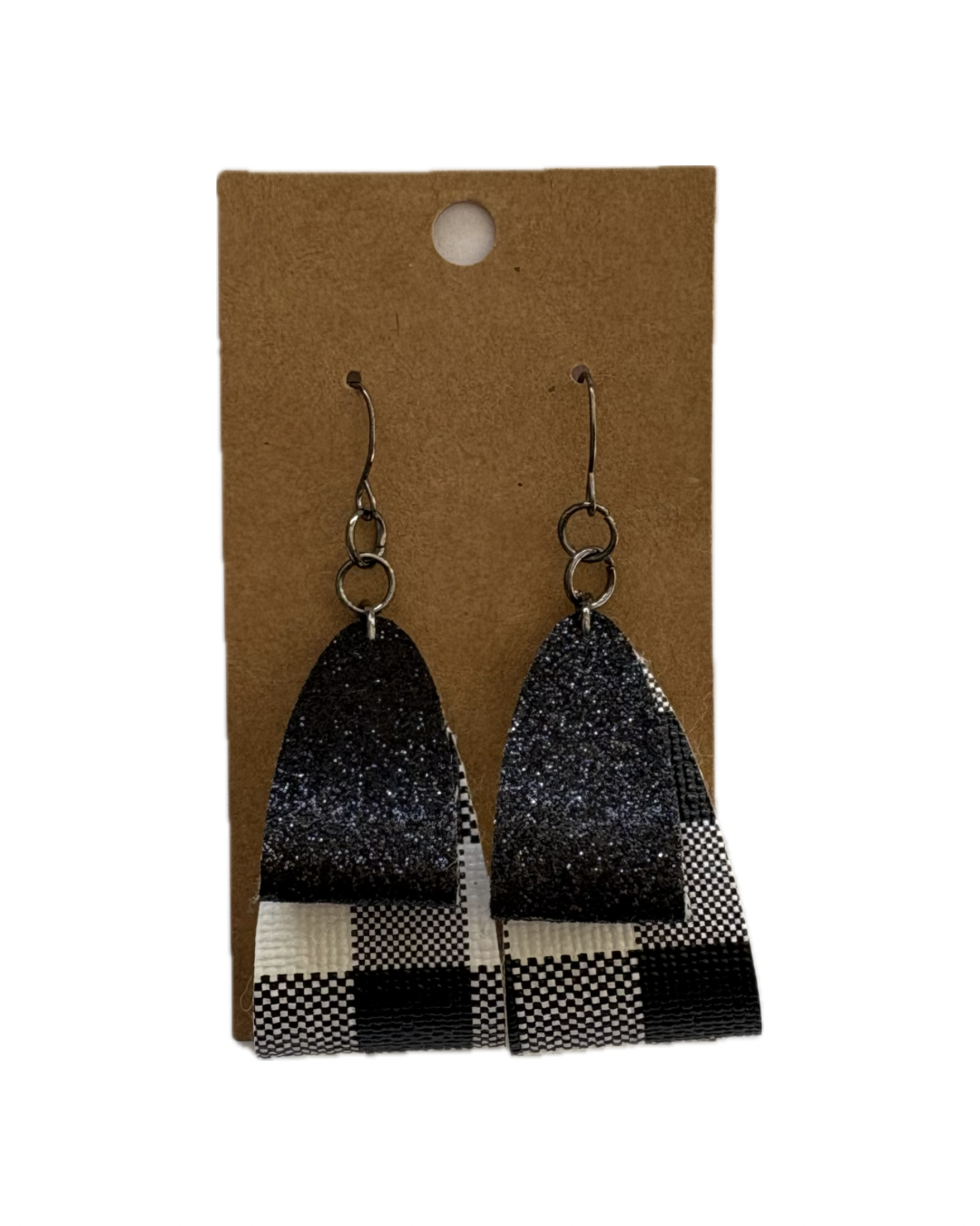 Buffalo Plaid Double Looped Faux Leather Earrings