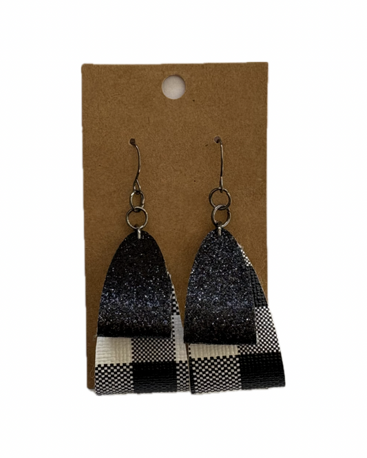 Buffalo Plaid Double Looped Faux Leather Earrings