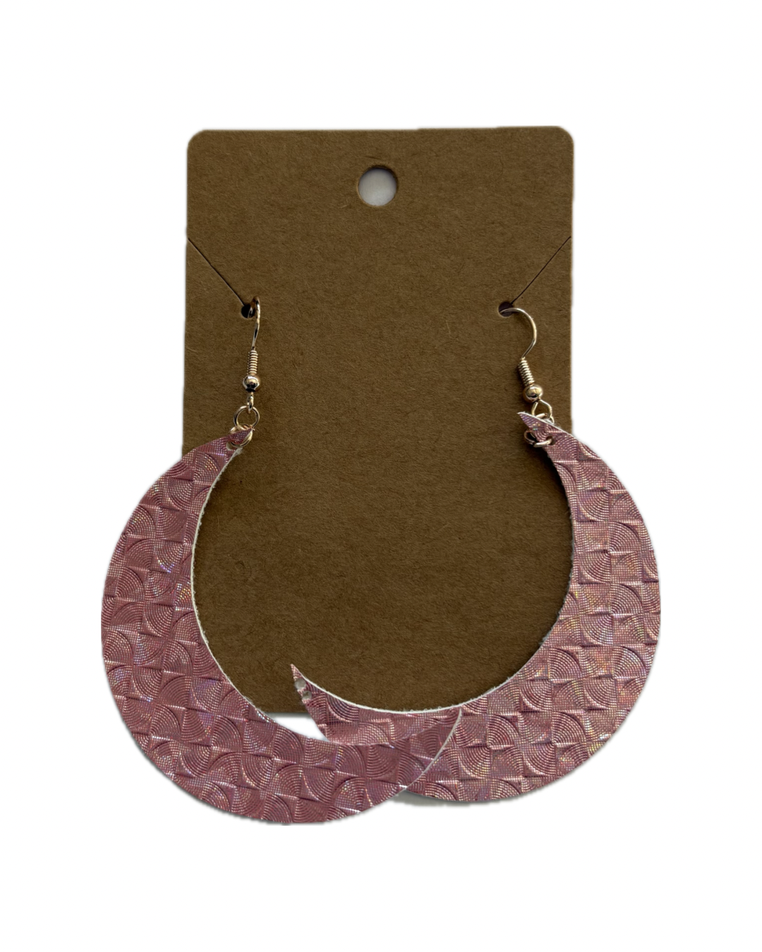 Blush Moon Faux Leather Earrings