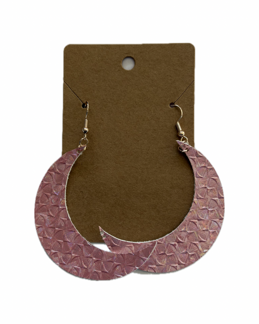 Blush Moon Faux Leather Earrings