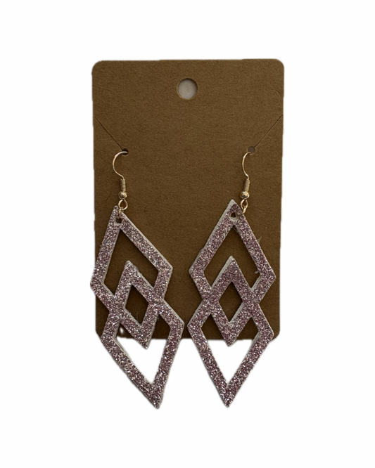 Purple Geometric Faux Leather Earrings