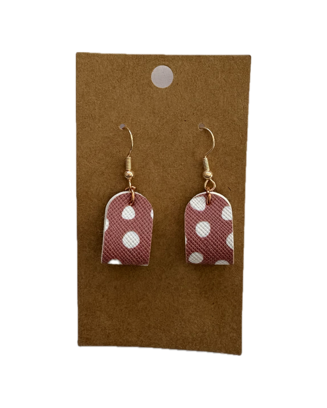 Plum Polka Dot Faux Leather Earrings
