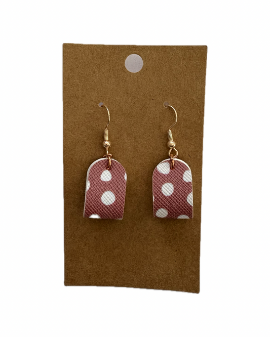 Plum Polka Dot Faux Leather Earrings