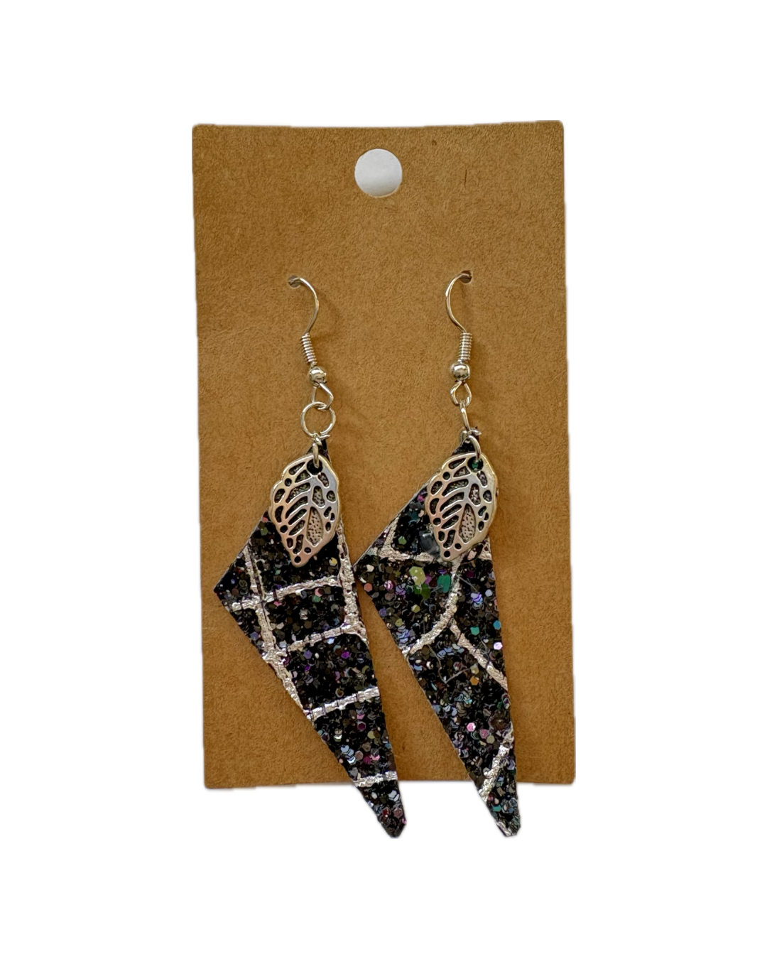 Snake Skin Triangle Faux Leather Earrings