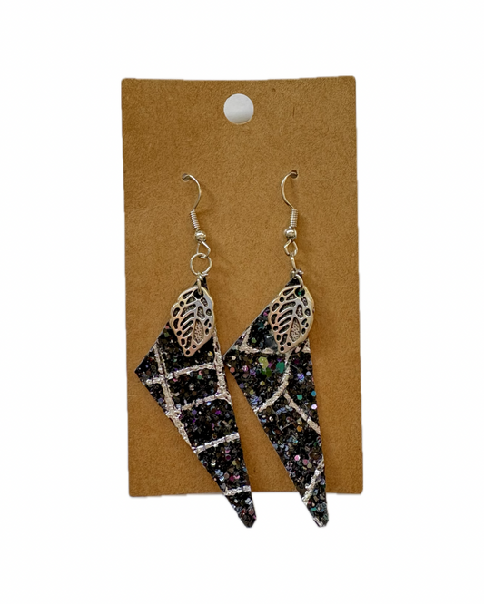 Snake Skin Triangle Faux Leather Earrings