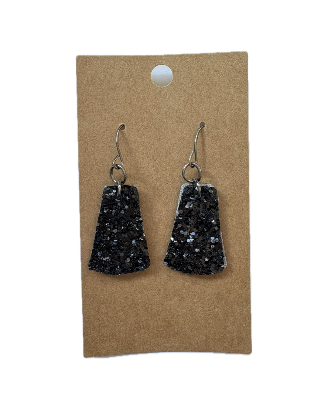 Black Bell Faux Leather Earrings