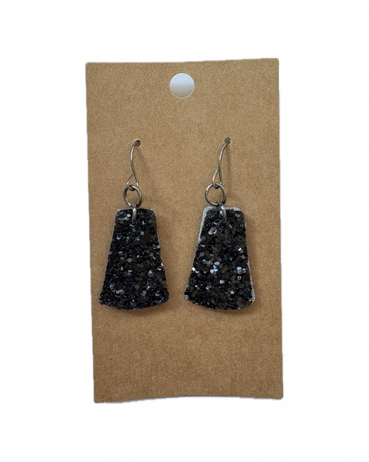 Black Bell Faux Leather Earrings
