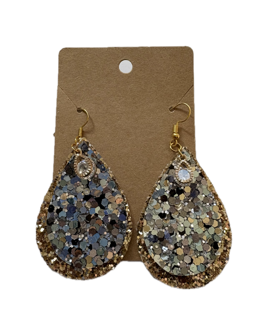 Blue and Gold Faux Leather Earrings