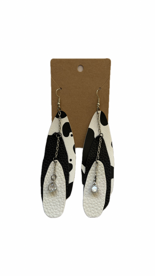 Cow Faux Leather Earrings