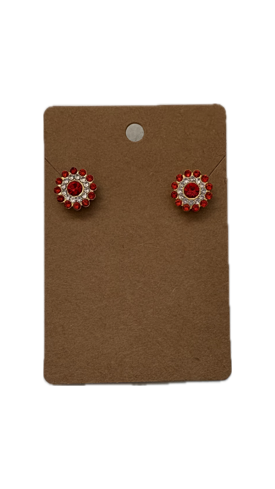 Red Flower Rhinestone Stud Earrings