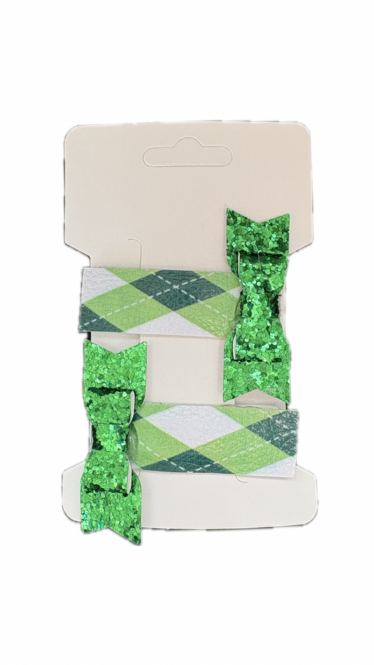 St. Patty’s Plaid Faux Leather Snap Clip Duo