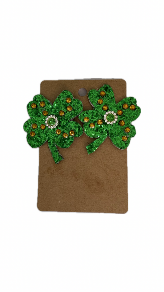 Clover Faux Leather Stud Earrings