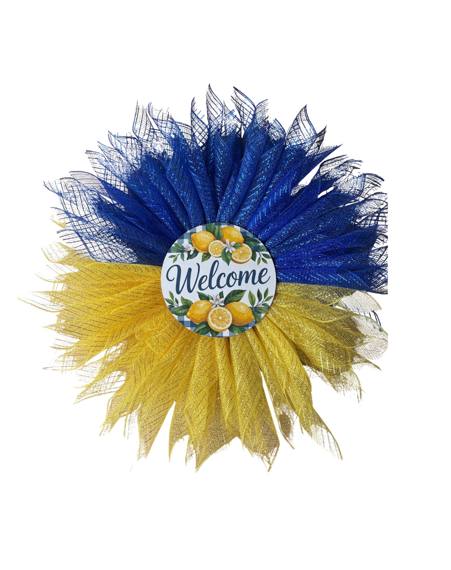 Welcome Lemon Poly Mesh Wreath