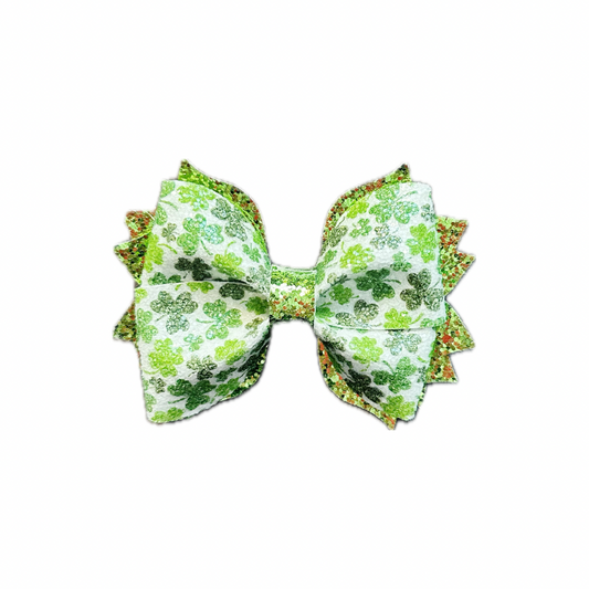 Feeling Lucky Faux Leather Chunky Glitter Twist Pinch Bow|Headband