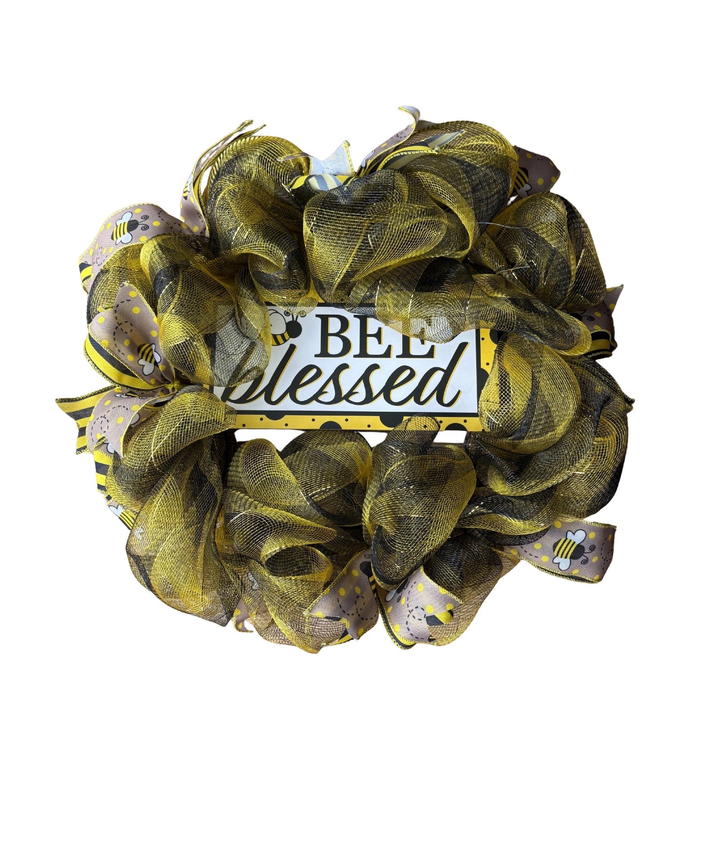 Bee Blessed Poly Mesh Wreath