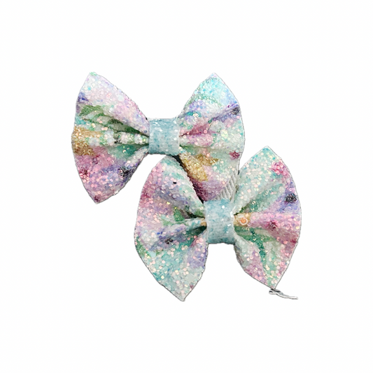 Floral Days Faux Leather Chunky Glitter Pinch Bow Piggy Set