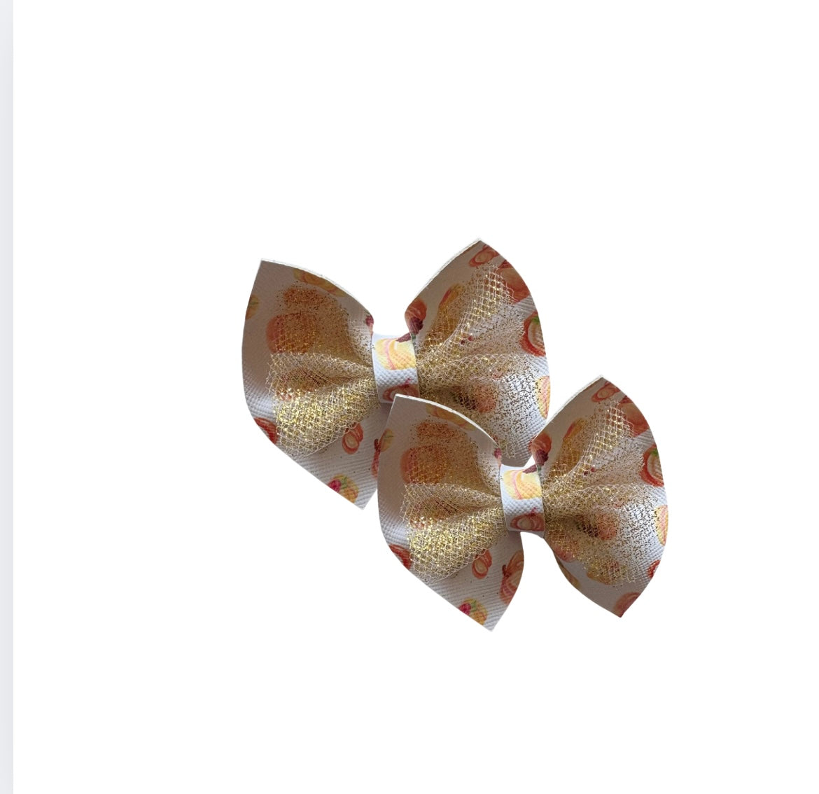 Pumpkin Patch Faux Leather Tulle Pinch Bows