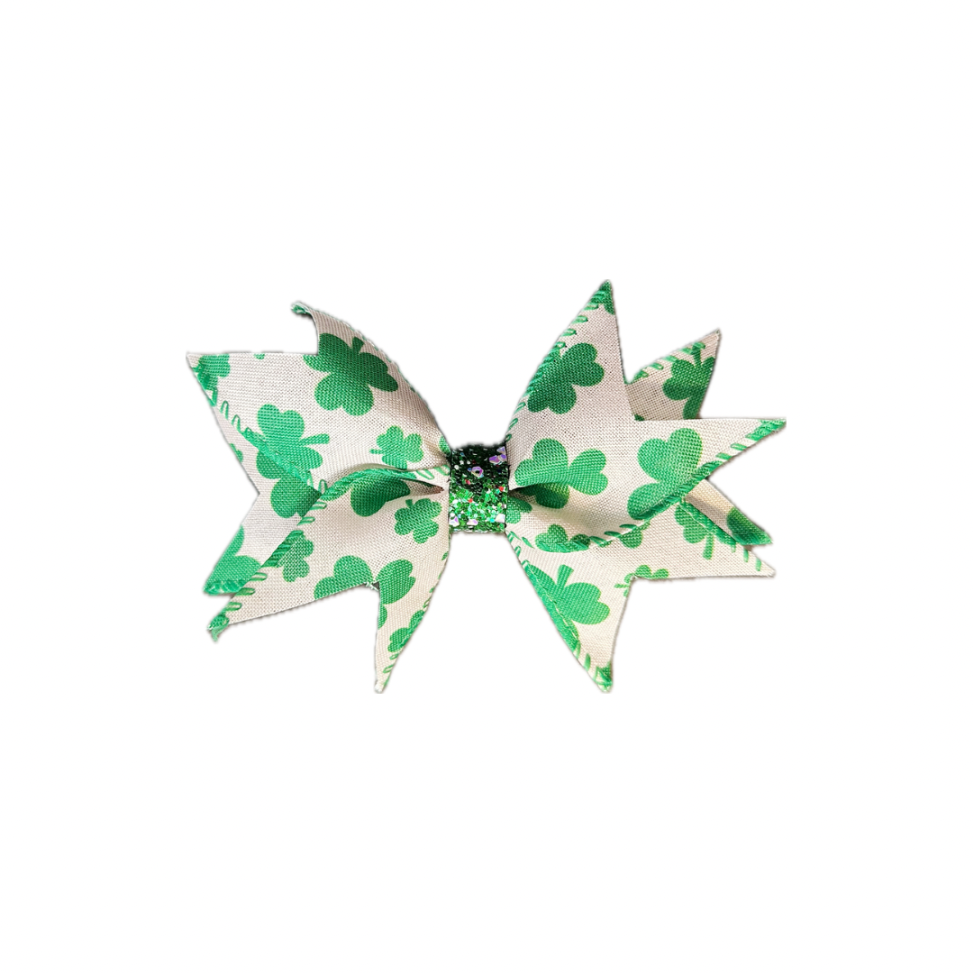 Green Clover Ribbon Bow|Headband