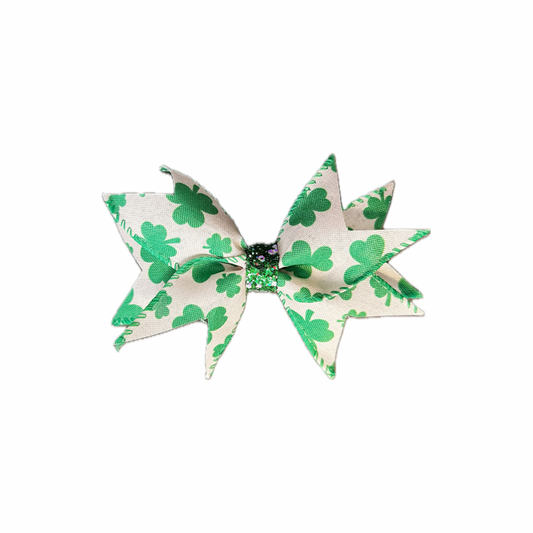 Green Clover Ribbon Bow|Headband