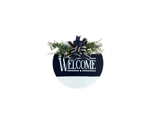 Navy Blue Welcome Wooden Wall Decor