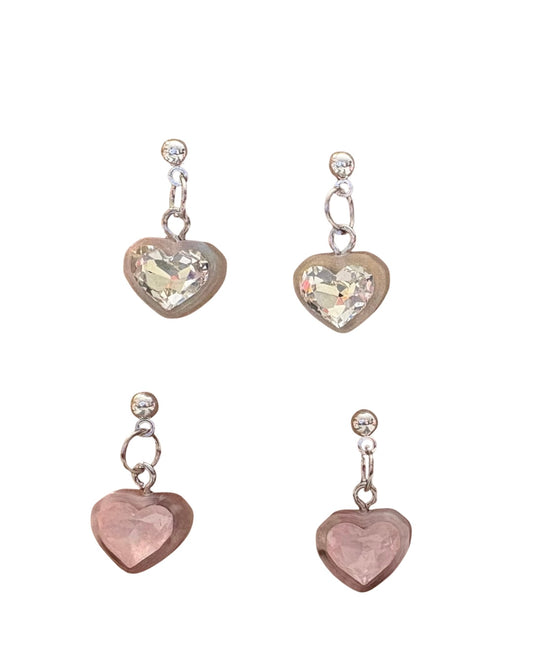 Petite Heart Charm Earring Set