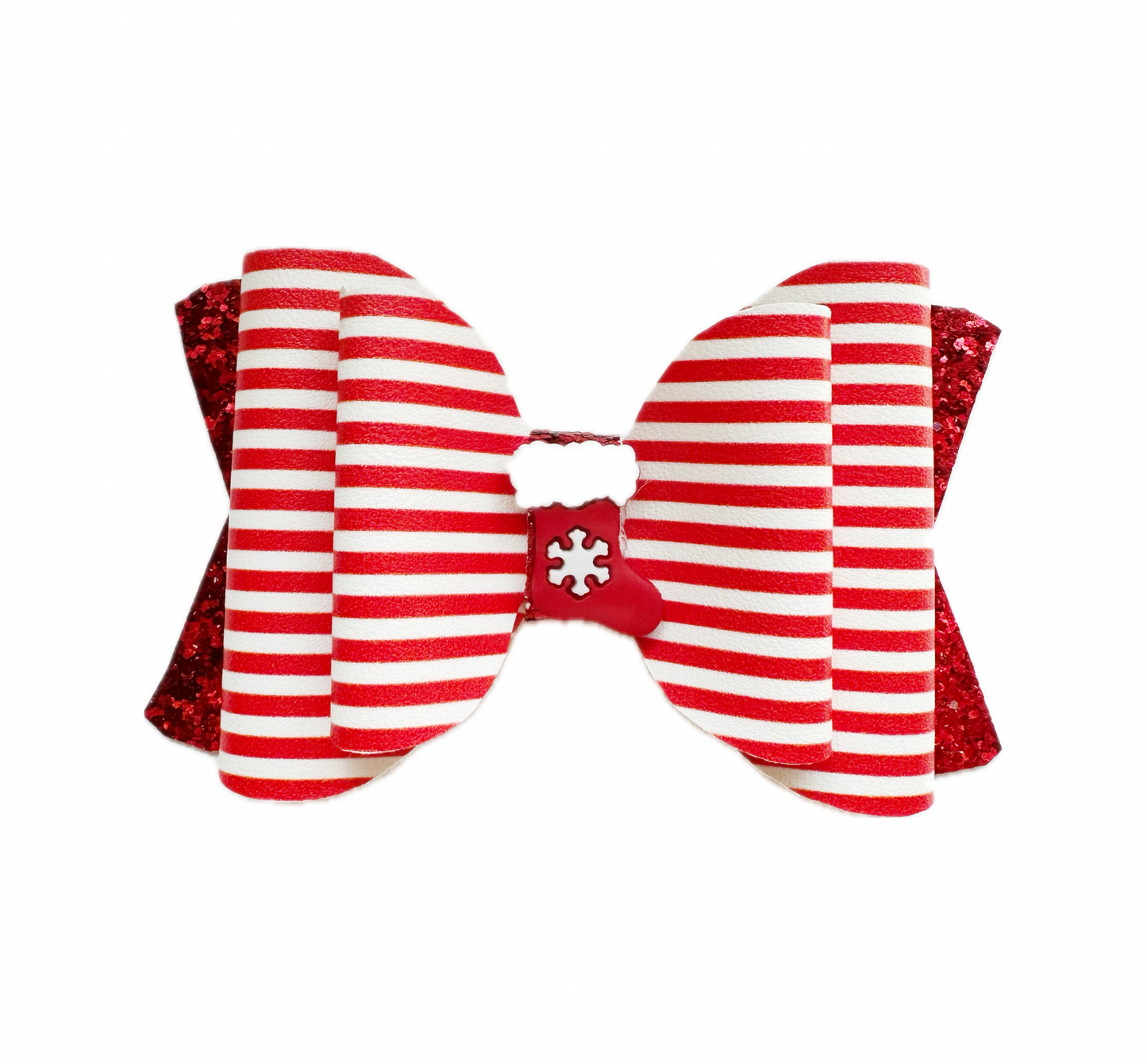 Christmas Stocking Faux Leather Chunky Glitter Double Stack Bow|Headband