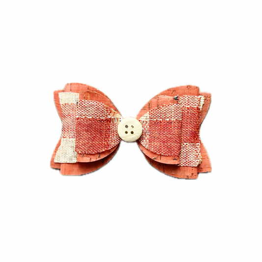 Fall Plaid Faux Leather Double Stack Bow|Headband