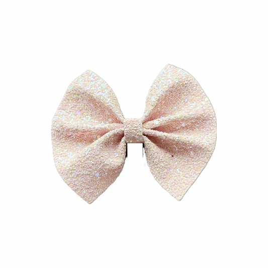 Baby Pink Faux Leather Chunky Glitter Pinch Bow|Headband